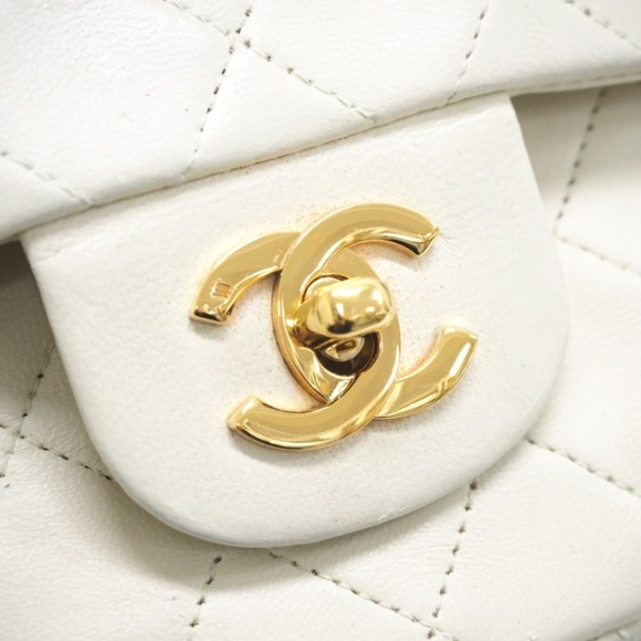 CHANEL Matelasse 23 Double Chain Flap Coco Mark Shoulder Bag White Ladies - Picture 10 of 10